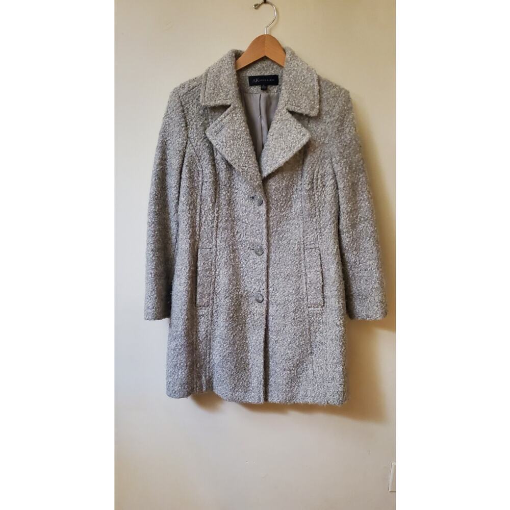 Anne Klein Grey‎ Boucle Overcoat Size Petite Large